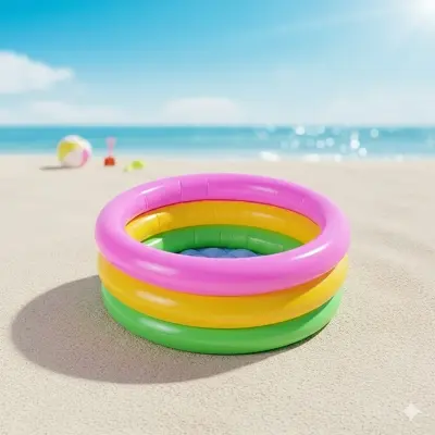 Picture of Swimming Pool Inflatable Swimming Pool Paddling Pool Three-Color Inflatable Rainbow Round Family Inflatable Swimming Pool Inflatable Pool(60CM
