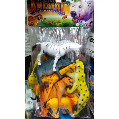 Picture of 6 Pcs Wild Animal Toy Set for Kids - Realistic Rubber Plastic Jungle Zoo Animals Figures,Mini Zoo Animal Set - 6 Pcs Educational Toy for Toddlers