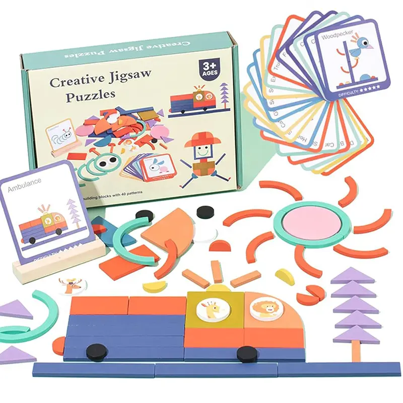Picture of Wooden Creative Jigsaw Puzzles Stick Toys Intelligence Game Montessori Early Educational Toys Sensory Thinking children Toy Wooden
