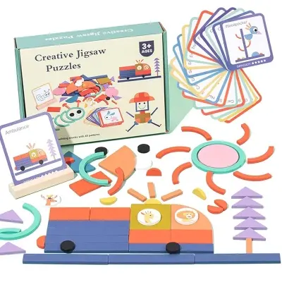Picture of Wooden Creative Jigsaw Puzzles Stick Toys Intelligence Game Montessori Early Educational Toys Sensory Thinking children Toy Wooden