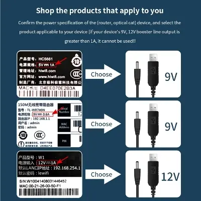 Picture of USB to DC Power Cable 5V To 9V\12V Converter Adapters USB to DC Jack