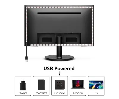 Picture of USB LED RGB Strips light 5V desk Decor lamp For Pc TV Background Lighting SMD3528