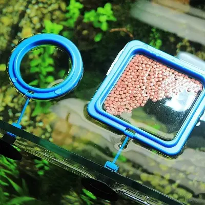Picture of Aquarium Feeding Ring Fish Tank Floating Food Tray Feeder Square Circle Accessory Fish Food Feeder Suction Cup