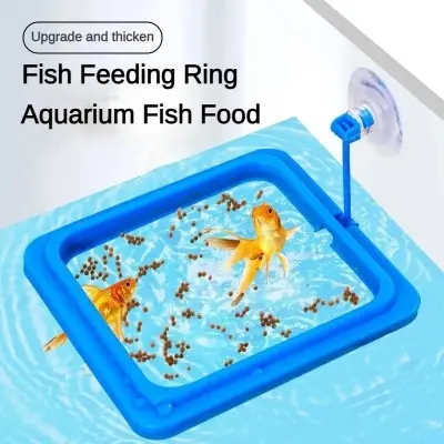 Picture of Aquarium Feeding Ring Fish Tank Floating Food Tray Feeder Square Circle Accessory Fish Food Feeder Suction Cup