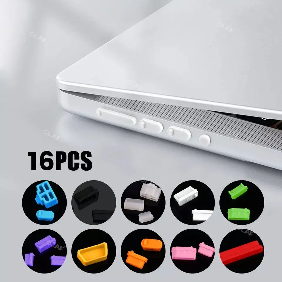 Picture of 16pcs Colorful Silicone Anti Dust Plug Cover Stopper Laptop Dust Plug Laptop dustproof usb dust plug Computer Accessories