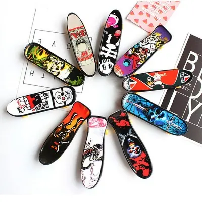 Picture of Creative Printing Professional plastic Finger Skateboard Mini Finger Boards Skate Truck Finger Skateboard For Kid Toys 3pcs