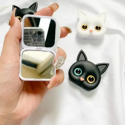 Picture of Cat Mirror Phone Holder with Folding Bracket Phone Grip Cellphone Stand Compatible All Smartphones