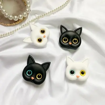 Picture of Cat Mirror Phone Holder with Folding Bracket Phone Grip Cellphone Stand Compatible All Smartphones