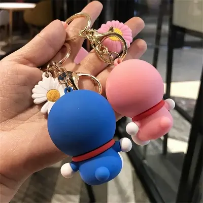 Picture of Anime Cartoon Doraemon Keychain Cute Car Key Ring Small Doll Pendant Backpack Gifts for Friends