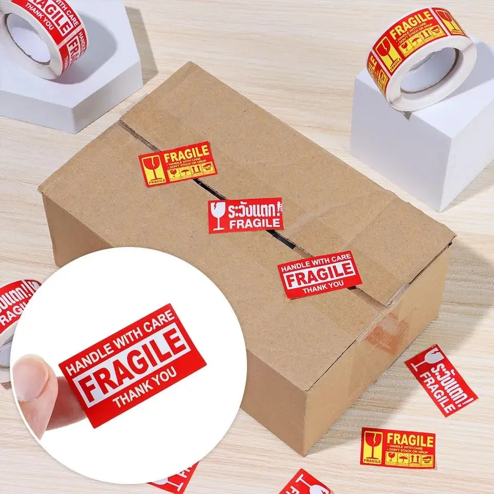 Picture of Fragile Warning label sticker Roll 150\250pcs Heat resistant self adhesive logistics accessories