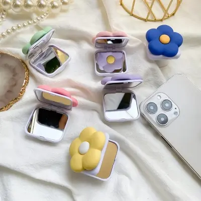 Picture of Flower Mirror Universal Phone Holder Griptok Support For Smartphone Grip Folding Finger Stand Socket