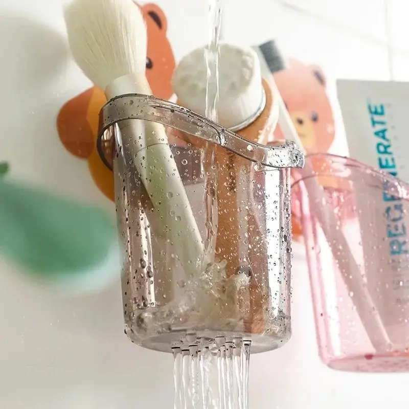 Picture of Bear Storage Cup Holder Wall Mount Toothbrush Storage Rack Stand Child Home Bathroom Accessories Grey