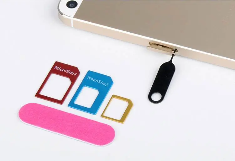 Picture of 5 In 1 Sim Cards Adapters Metal Holder Card with Sander Open Needle Tray for All Smartphones Standard/Nano/Micro Slot Conversion