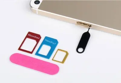 Picture of 5 In 1 Sim Cards Adapters Metal Holder Card with Sander Open Needle Tray for All Smartphones Standard/Nano/Micro Slot Conversion