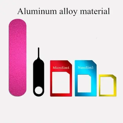 Picture of 5 In 1 Sim Cards Adapters Metal Holder Card with Sander Open Needle Tray for All Smartphones Standard/Nano/Micro Slot Conversion