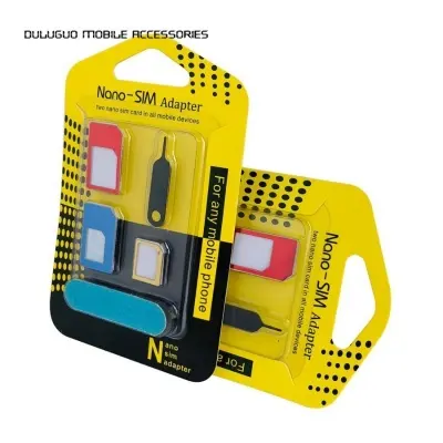 Picture of 5 In 1 Sim Cards Adapters Metal Holder Card with Sander Open Needle Tray for All Smartphones Standard/Nano/Micro Slot Conversion