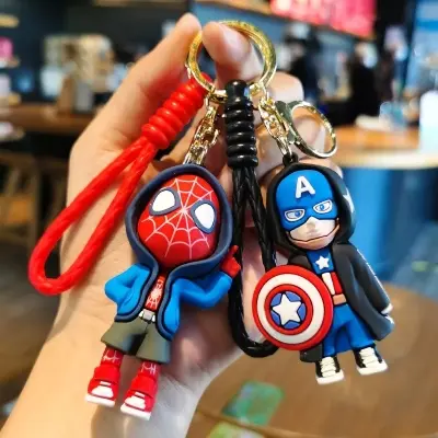 Picture of Marvel Spider Man Cute Doll Pendant Action Figures Avengers Iron Man Captain America Keychain Bag Keyring Pendant Birthday Gifts