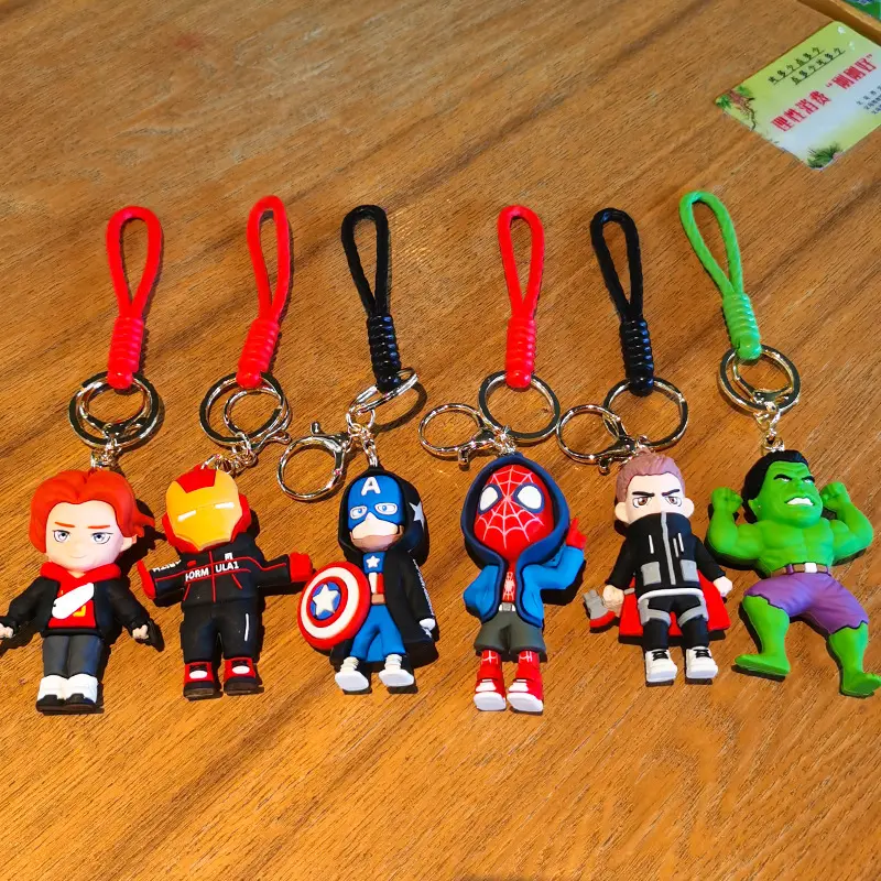 Picture of Marvel Spider Man Cute Doll Pendant Action Figures Avengers Iron Man Captain America Keychain Bag Keyring Pendant Birthday Gifts