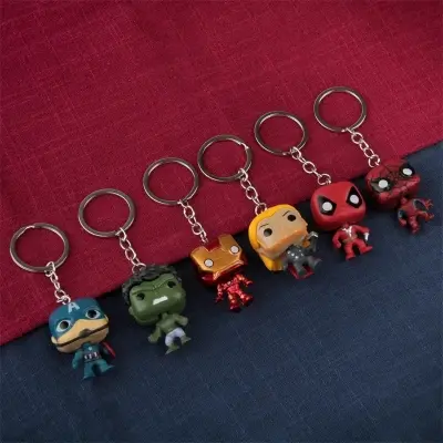 Picture of Marvel Avengers Spiderman Keychain Superhero Heroes Anime Doll Cartoon Iron Man Spiderman Keyring