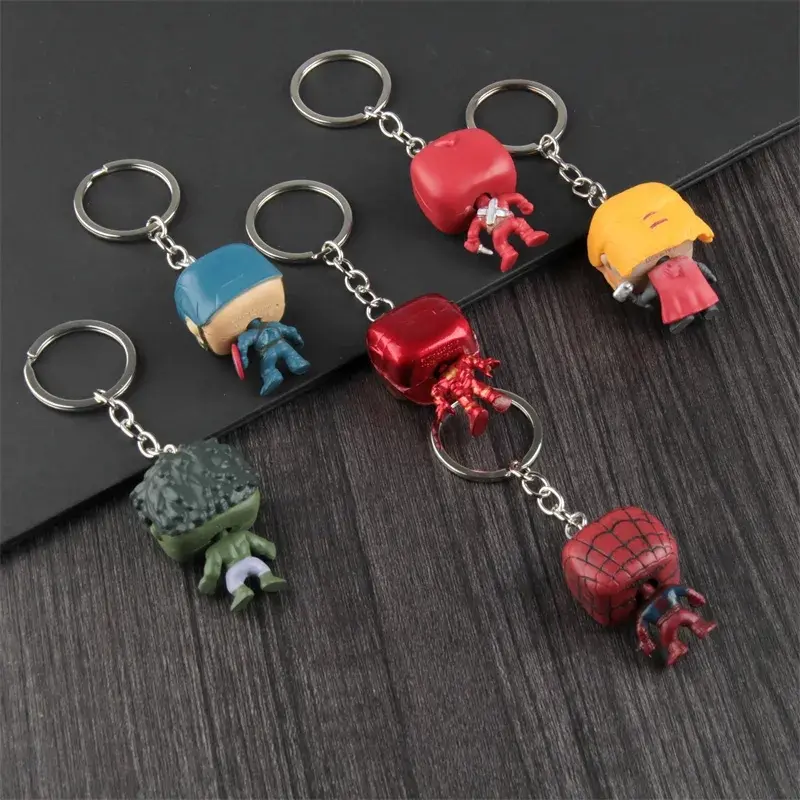 Picture of Marvel Avengers Spiderman Keychain Superhero Heroes Anime Doll Cartoon Iron Man Spiderman Keyring