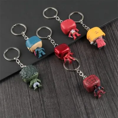 Picture of Marvel Avengers Spiderman Keychain Superhero Heroes Anime Doll Cartoon Iron Man Spiderman Keyring
