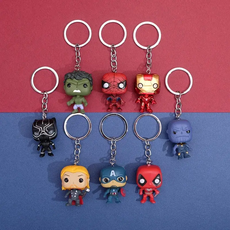Picture of Marvel Avengers Spiderman Keychain Superhero Heroes Anime Doll Cartoon Iron Man Spiderman Keyring