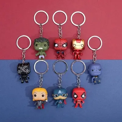 Picture of Marvel Avengers Spiderman Keychain Superhero Heroes Anime Doll Cartoon Iron Man Spiderman Keyring