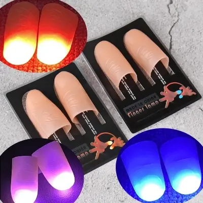 Picture of 2 Pcs/set Magic Thumbs Light Toys for Adult Magic Trick Props Blue Light Led Flashing Fingers Halloween Party Toys for Children Multicolor