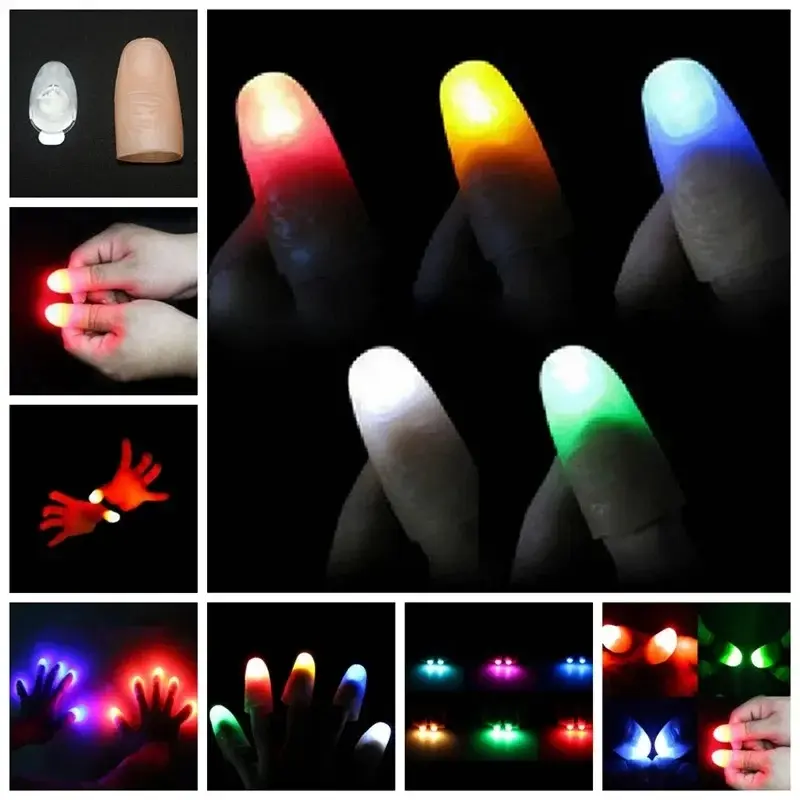 Picture of 2 Pcs/set Magic Thumbs Light Toys for Adult Magic Trick Props Blue Light Led Flashing Fingers Halloween Party Toys for Children Multicolor