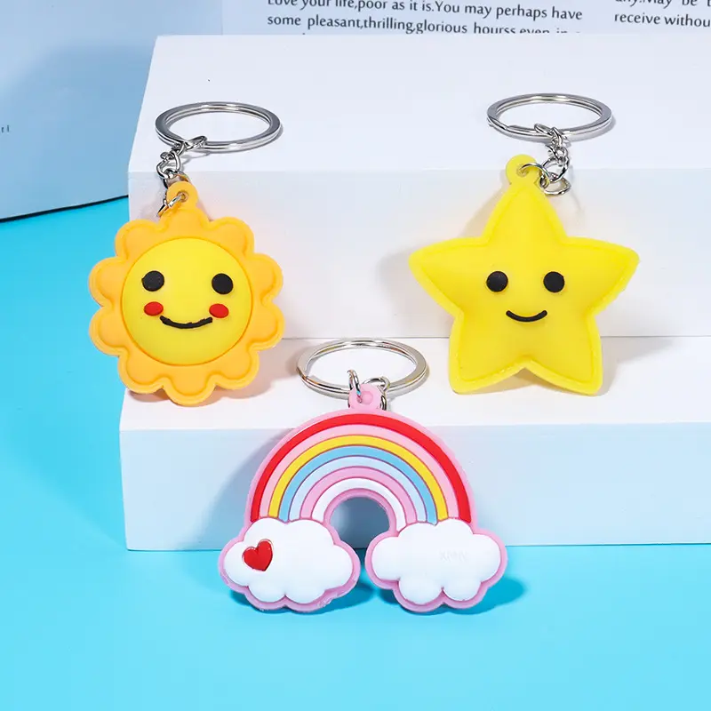 Picture of Cute Rainbow Keychain Cartoon Kawaii Bag Car Airpods Box Phone Charm Jewelry Pink