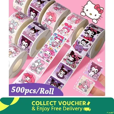 Picture of 500Pcs Sanrio Kuromi Hellokitty Melody Kawaii Sticker Anime Cartoon Cinnamoroll Cute Seal Sticker Birthday Festival Reward Gift