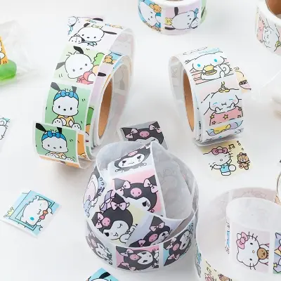 Picture of 500Pcs Sanrio Kuromi Hellokitty Melody Kawaii Sticker Anime Cartoon Cinnamoroll Cute Seal Sticker Birthday Festival Reward Gift