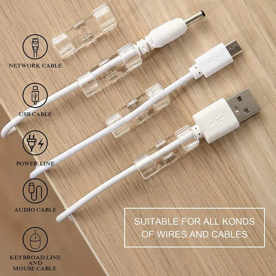 Picture of 20\16Pcs Cable Clips Self-Adhesive Cable Organizer Cord Management System Cord Holder for Wire Management Desk Car Office Home