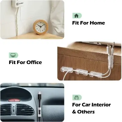 Picture of 20\16Pcs Cable Clips Self-Adhesive Cable Organizer Cord Management System Cord Holder for Wire Management Desk Car Office Home