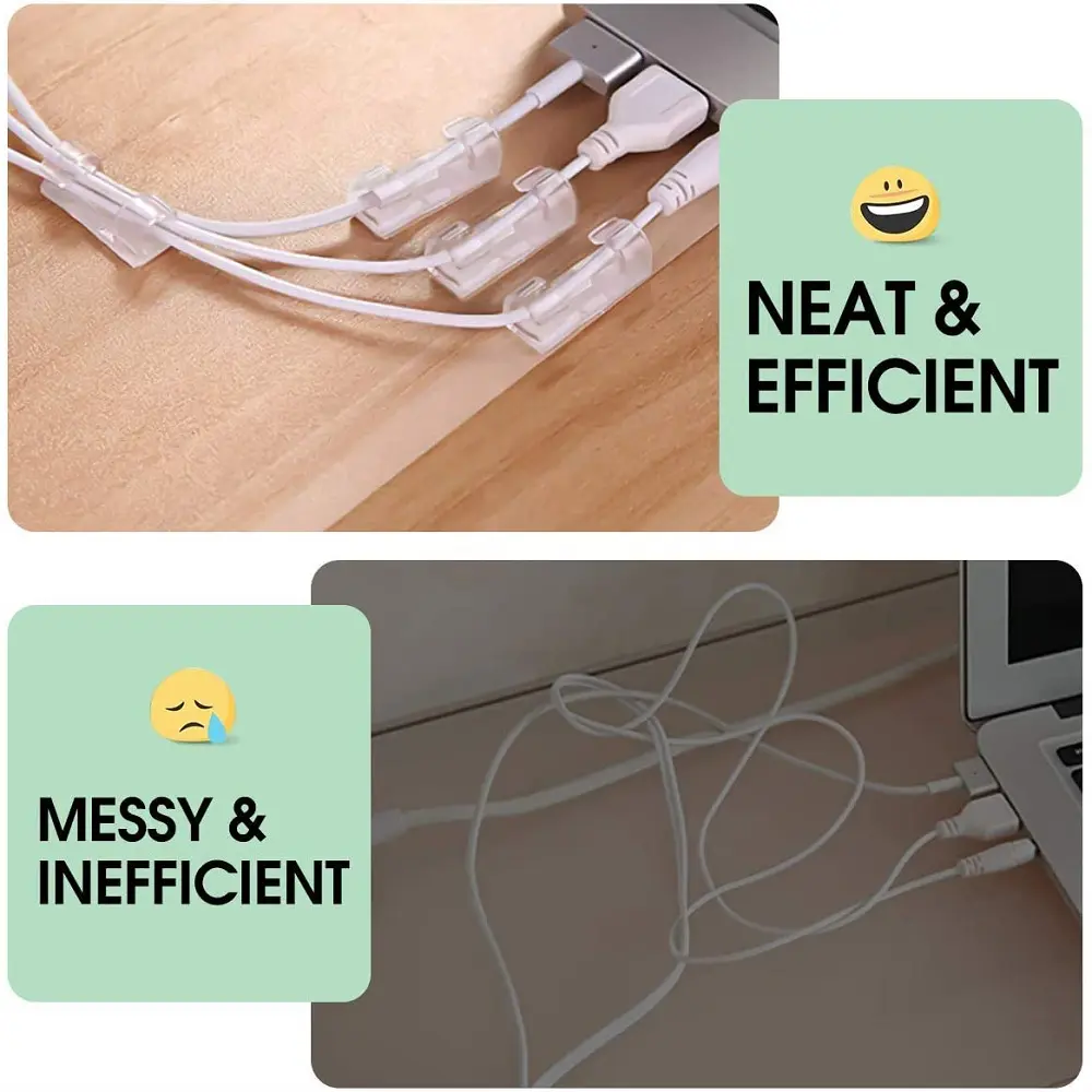 Picture of 20\16Pcs Cable Clips Self-Adhesive Cable Organizer Cord Management System Cord Holder for Wire Management Desk Car Office Home