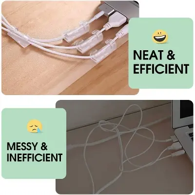 Picture of 20\16Pcs Cable Clips Self-Adhesive Cable Organizer Cord Management System Cord Holder for Wire Management Desk Car Office Home