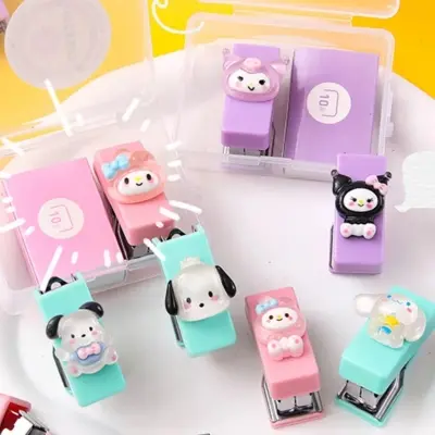 Picture of Cute Stapler Paper Clip Book Binding Machine with 500pcs 10# Staples Mini Stapler School Office Binding Supplies