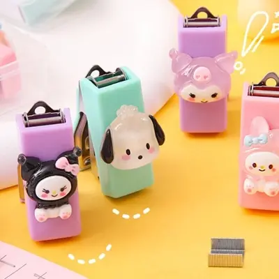 Picture of Cute Stapler Paper Clip Book Binding Machine with 500pcs 10# Staples Mini Stapler School Office Binding Supplies