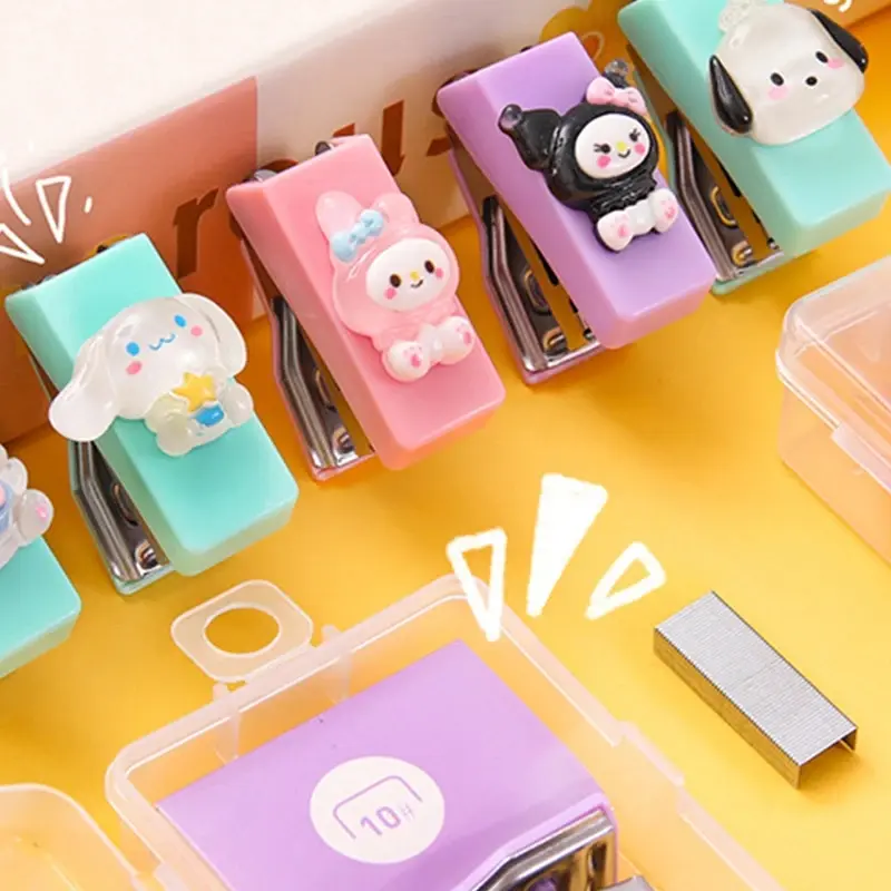 Picture of Cute Stapler Paper Clip Book Binding Machine with 500pcs 10# Staples Mini Stapler School Office Binding Supplies