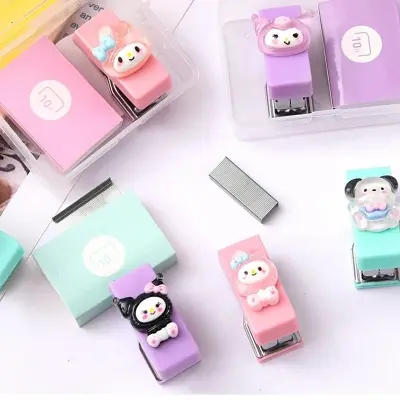 Picture of Cute Stapler Paper Clip Book Binding Machine with 500pcs 10# Staples Mini Stapler School Office Binding Supplies