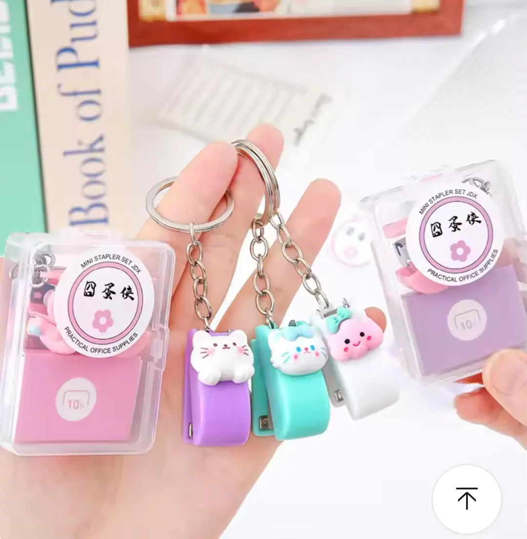 Picture of Cute Stapler Paper Clip Book Binding Machine with 500pcs 10# Staples Mini Stapler School Office Binding Supplies