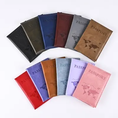 Picture of Men Women Travel Ticket Passport Protective Cover ID Card Holder Wallet Purse New Vintage PU Leather Passport Holder Case