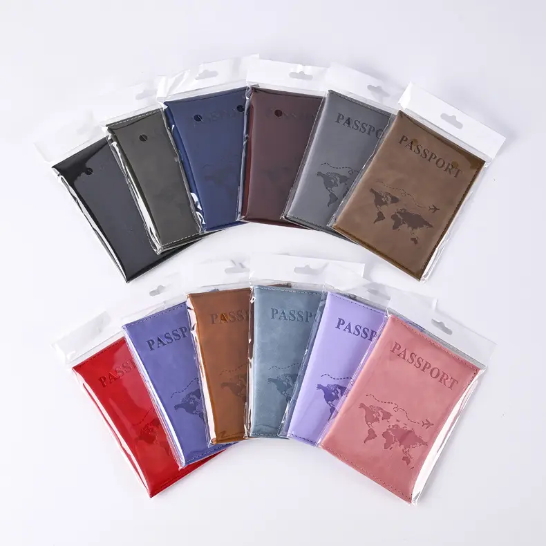 Picture of Men Women Travel Ticket Passport Protective Cover ID Card Holder Wallet Purse New Vintage PU Leather Passport Holder Case