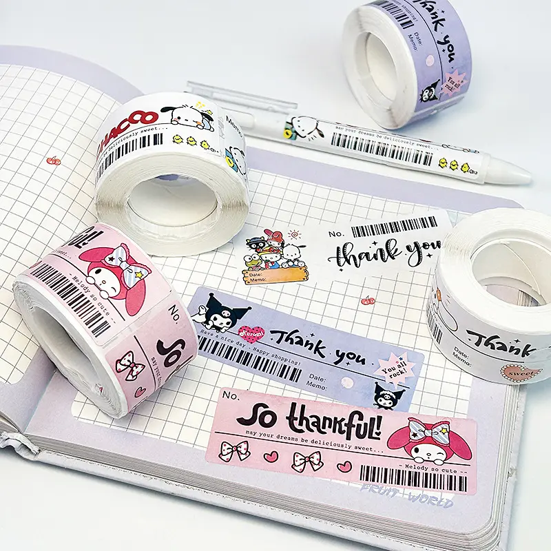 Picture of 120pcs Cute Sanrio Kuromi My Melody Stickers Roll Kawaii Cartoon Thank You Sealing Labels Sticker