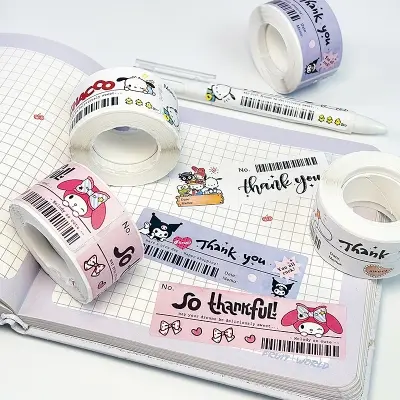 Picture of 120pcs Cute Sanrio Kuromi My Melody Stickers Roll Kawaii Cartoon Thank You Sealing Labels Sticker