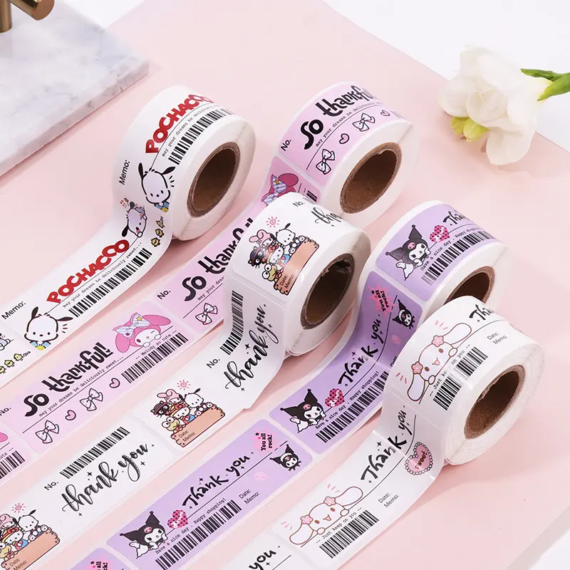 Picture of 120pcs Cute Sanrio Kuromi My Melody Stickers Roll Kawaii Cartoon Thank You Sealing Labels Sticker