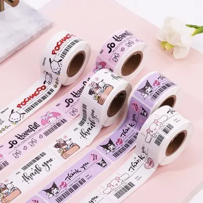 Picture of 120pcs Cute Sanrio Kuromi My Melody Stickers Roll Kawaii Cartoon Thank You Sealing Labels Sticker
