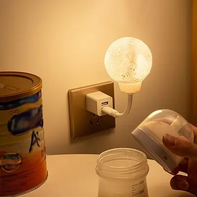 Picture of New Moon USB Lamp Plug-In Moon Shaped Night Light Modes Rotatable Light For Home Bedroom Type 1