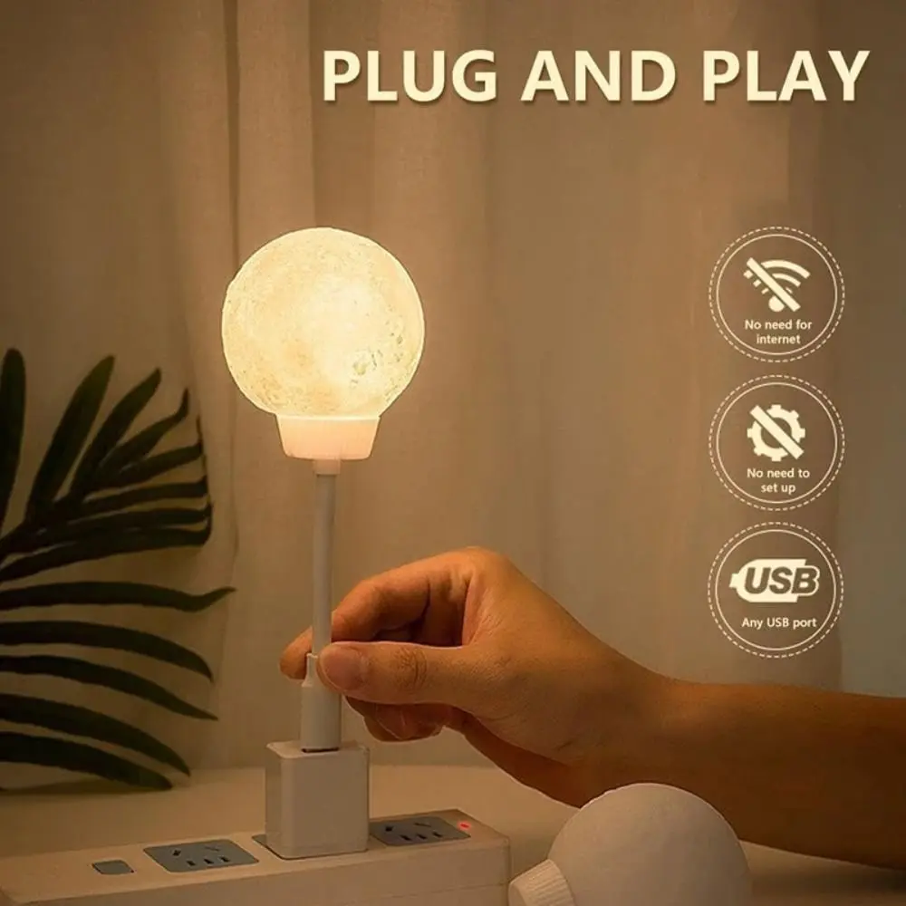 Picture of New Moon USB Lamp Plug-In Moon Shaped Night Light Modes Rotatable Light For Home Bedroom Type 1