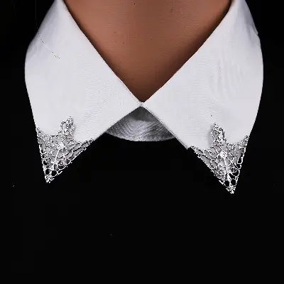 Picture of Vintage Fashion Triangle Hollowed Out Shirt Collar Pin for Men Collar Corner Badge Brooch Jewelry Accessories